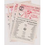 A collection of 4 Manchester United single sheet home programmes from the FA Youth Cup in season