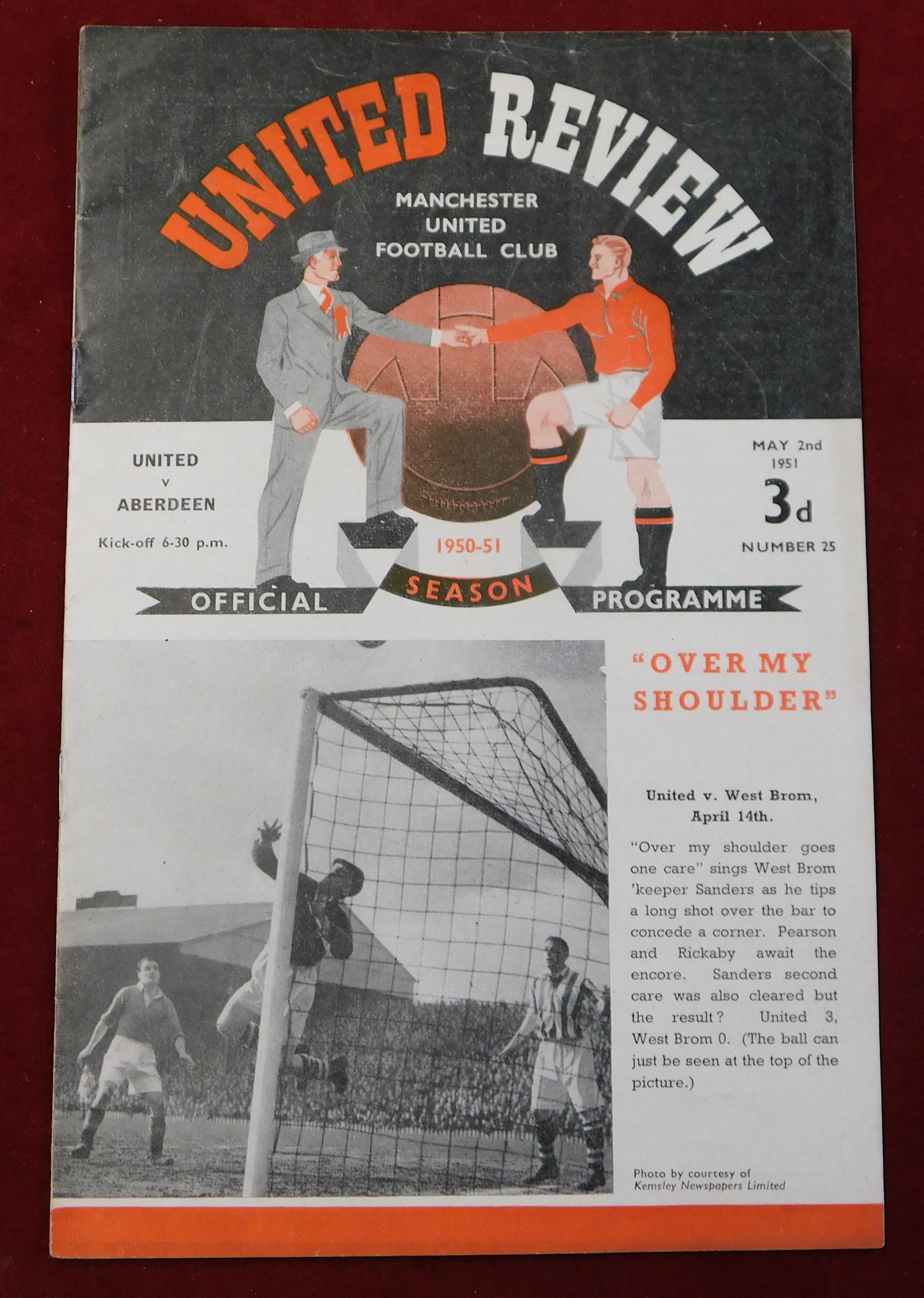 Programme Manchester United v Aberdeen (Friendly) 3rd May 1951. No writing. Very good