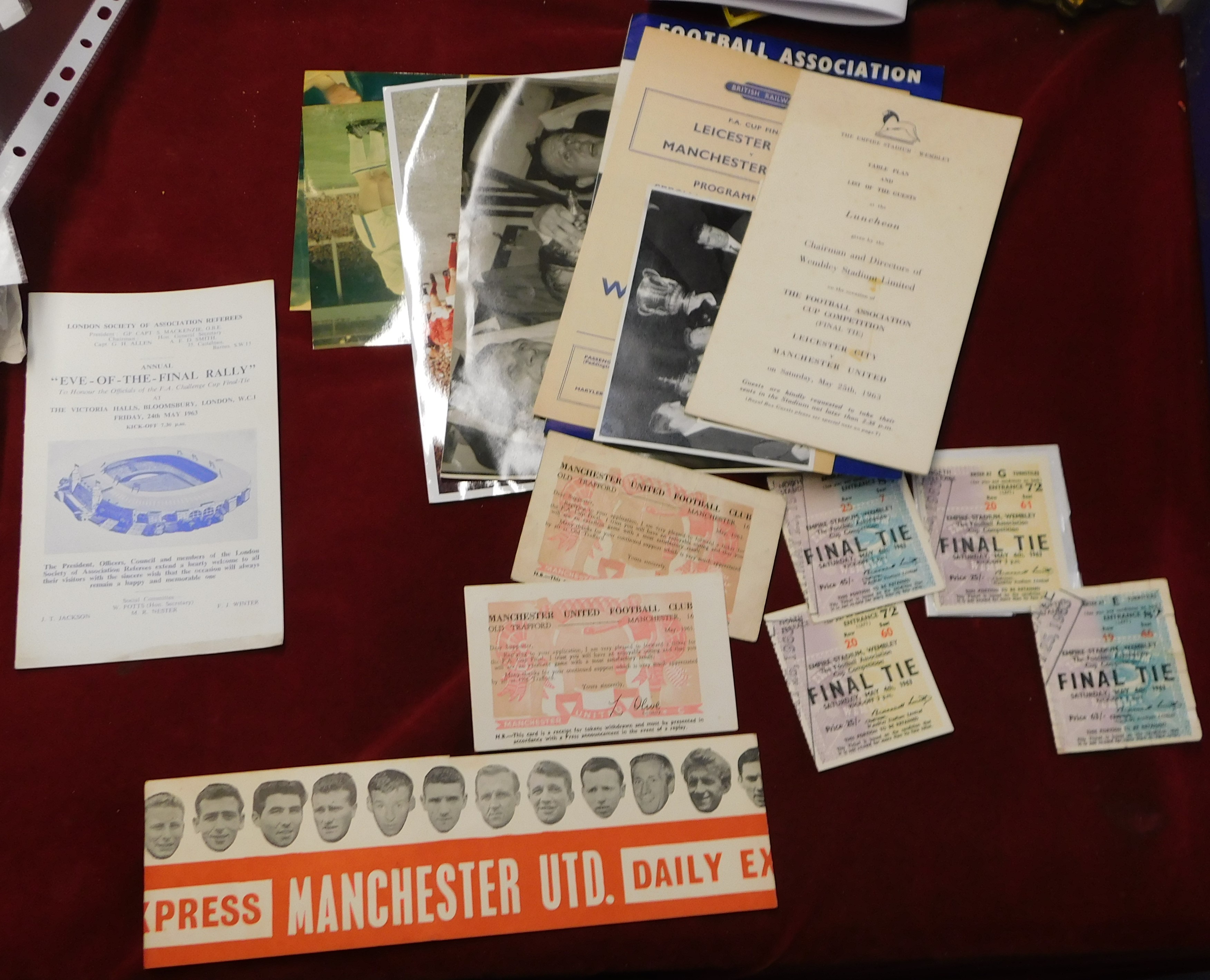 FA Cup Final Leicester City v Manchester United 1963 - a collection of ephemera from the Final
