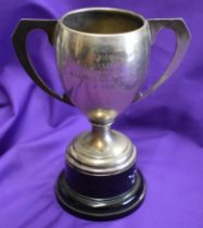 An engraved Lancashire Senior Cup Runners Up trophy presented to Jimmy Elms of Manchester United