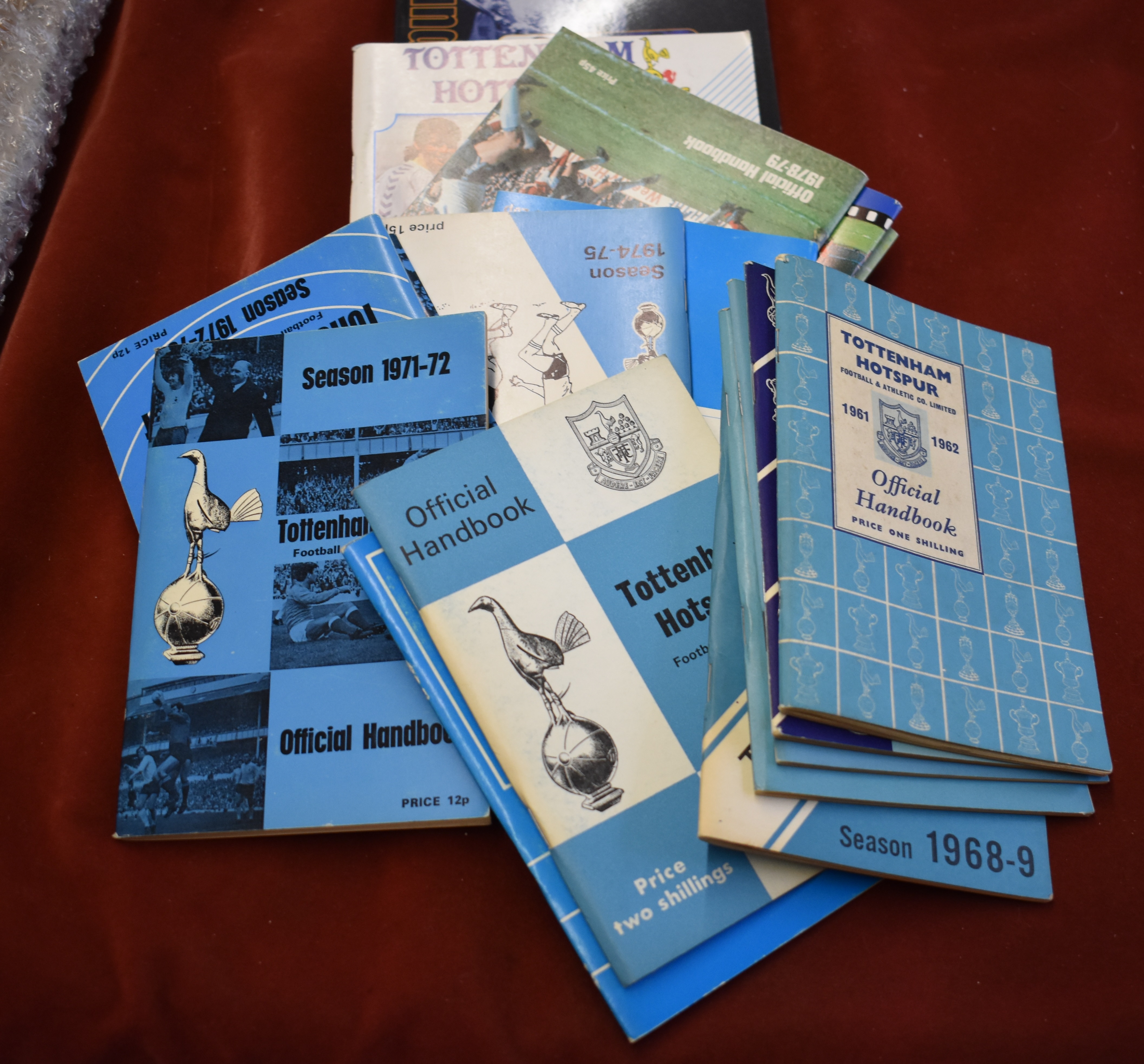 A collection of 19 Tottenham Hotspur Official Handbooks 1961/62, 1962/63, 1964/65, 1967/68, 1968/69,