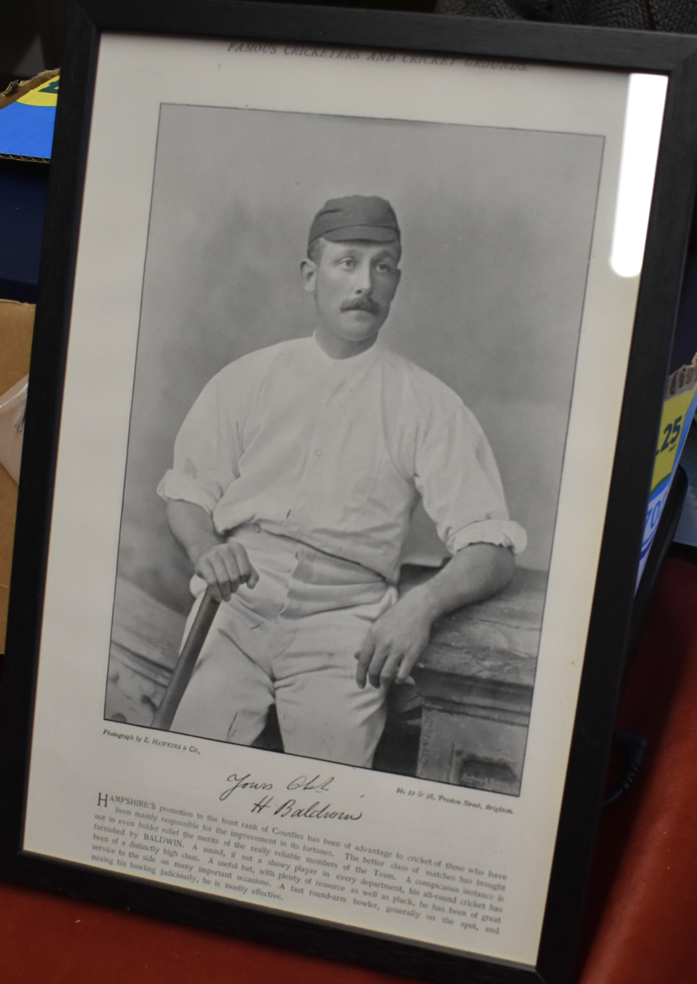 Framed Print of C.H. Baldwin, Cricketer, Hempshire's promotion to the front rank of counties,
