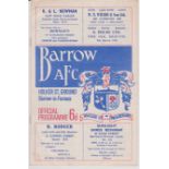 Programme Barrow v Manchester United Lancashire Senior Cup 3rd Round 19th February 1968. Postponed