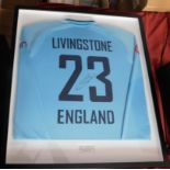 Framed England one day, Liam Livingstone 'match-worn' shirt, England V India March 2021, very