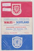 Signed programme Wales Under 23 v Scotland Under 23 at Wrexham 25th November 1959. The programme has
