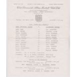 Single sheet programme West Bromwich Albion v Manchester United FA Youth Cup 5th Round 9th March