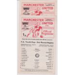 A collection of 2 Manchester United single sheet home programmes from the FA Youth Cup in season