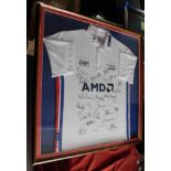 Signed Sale Sharks Rugby shirt 2002, signatures include, Jason Robinson, Mark Cueto, Brian Redpath &