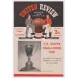 Manchester United v West Bromwich Albion FA Youth Cup Final 1st Leg 4 page programme 27th April