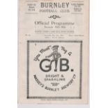 Programme Burnley v Bury May 6th 1933. Ex Bound Volume. No writing. Some staining. Fair to generally