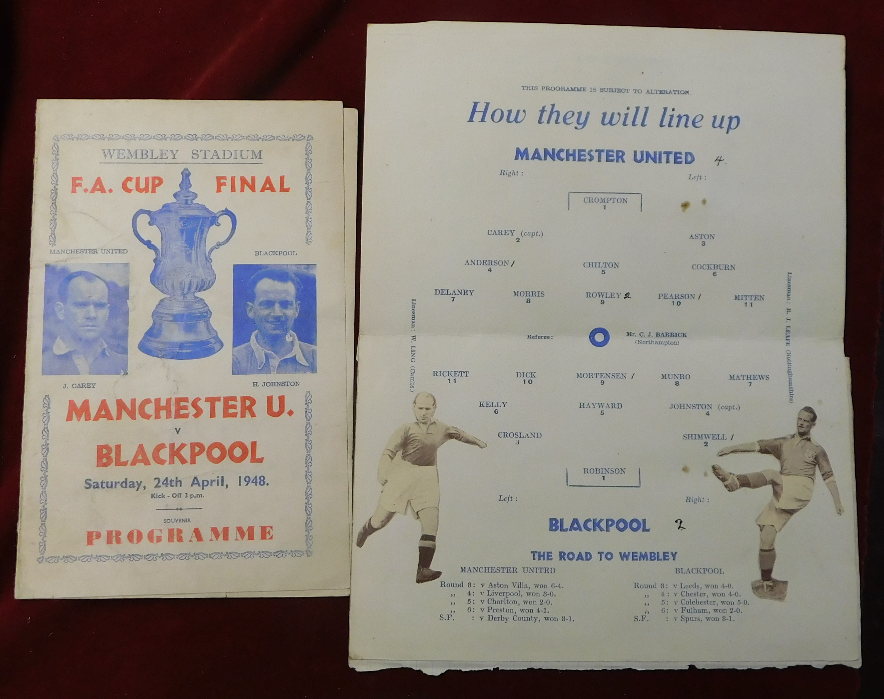 Blackpool v Manchester United 1948 FA Cup Final. A magnificent selection of ephemera from the 1948 - Image 9 of 19