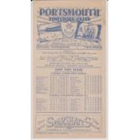 Portsmouth v Manchester United 26th April 1947. Scarce gatefold programme. No writing. Generally