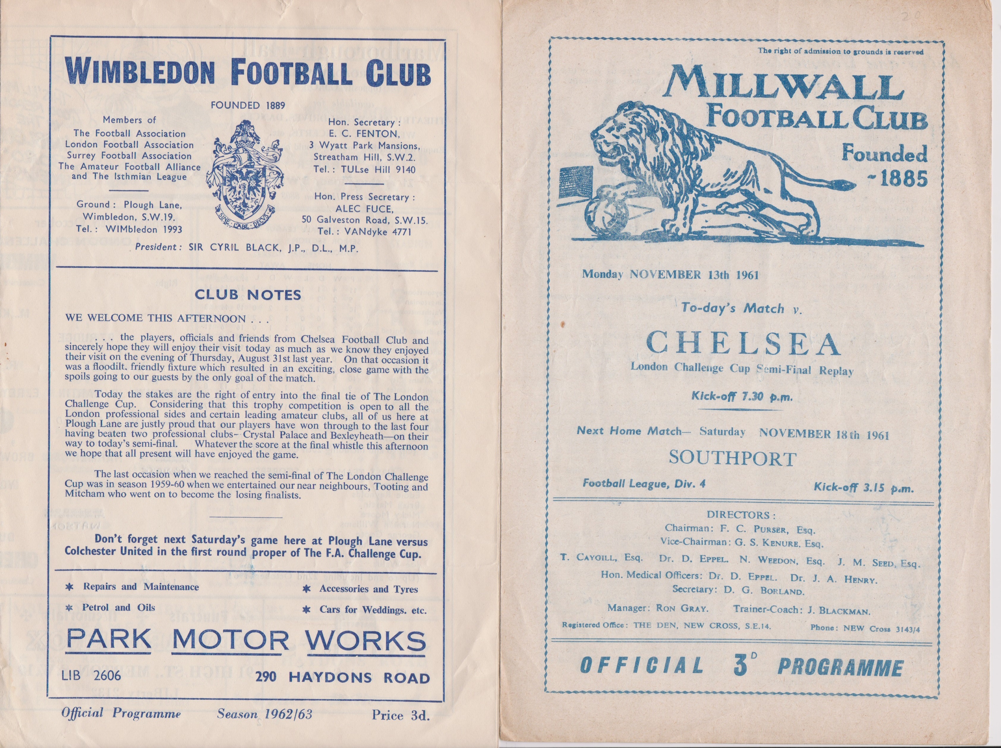 A collection of 7 programmes all featuring Chelsea in the London Challenge Cup. Homes v Tooting & - Image 3 of 4
