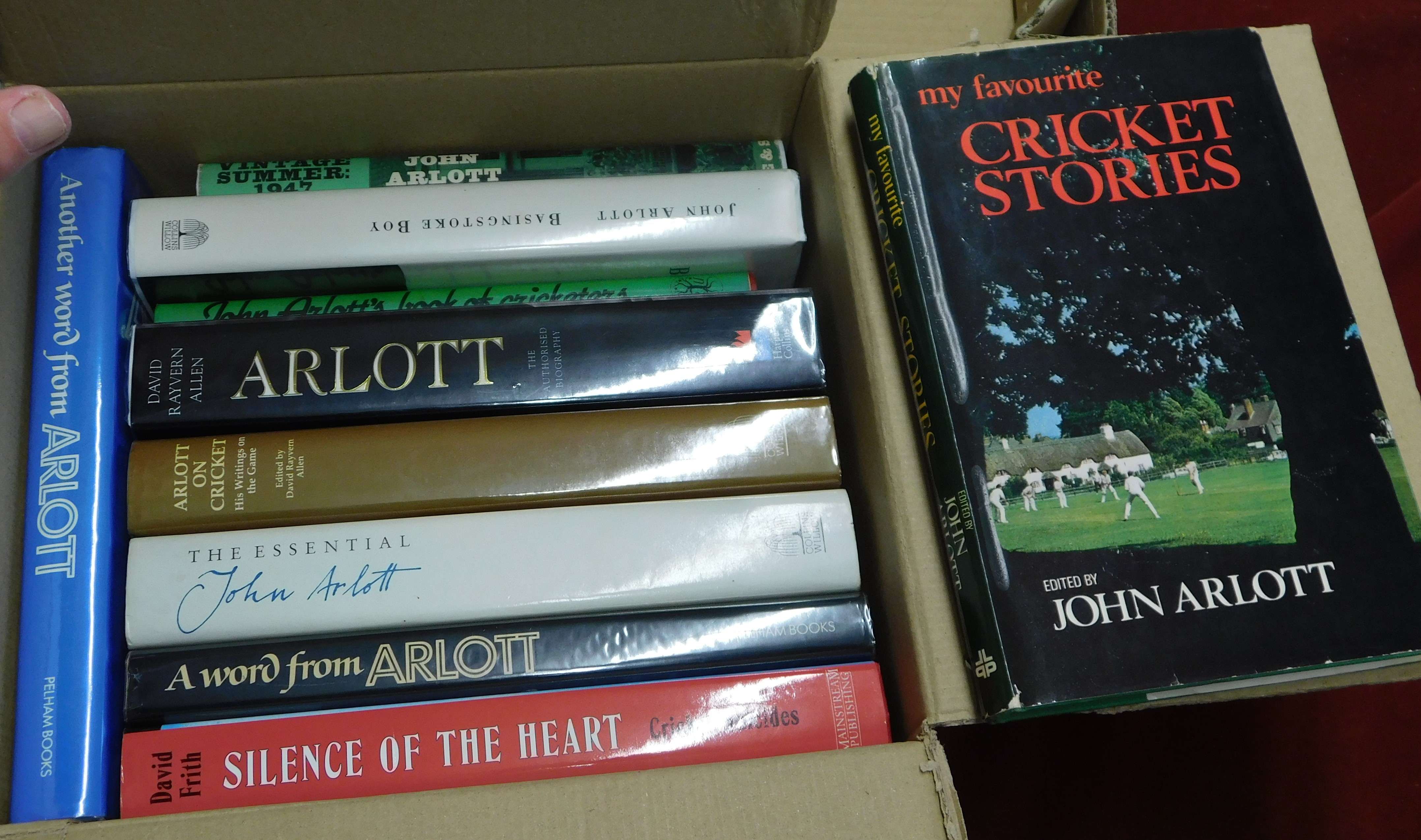 Books, A collection of (10) hardback books by John Arlott, includes my Favourite Cricket Stories,