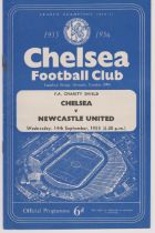Charity Shield programme Chelsea v Newcastle United played at Stamford Bridge 14th September 1955.
