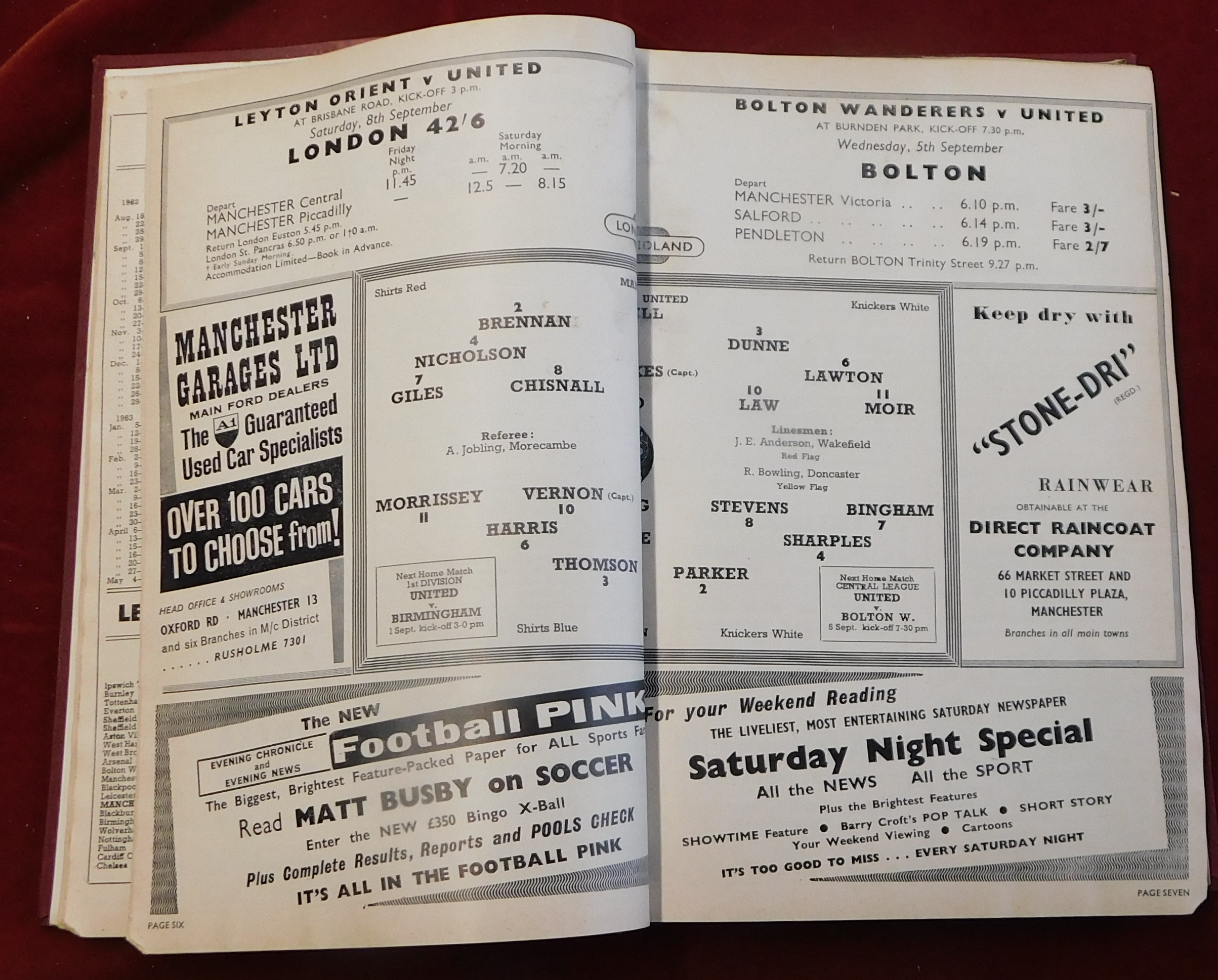 Manchester United Bound Volume from the 1962/63. Formerly the property of Sir Matt Busby sold by Sir - Bild 2 aus 3