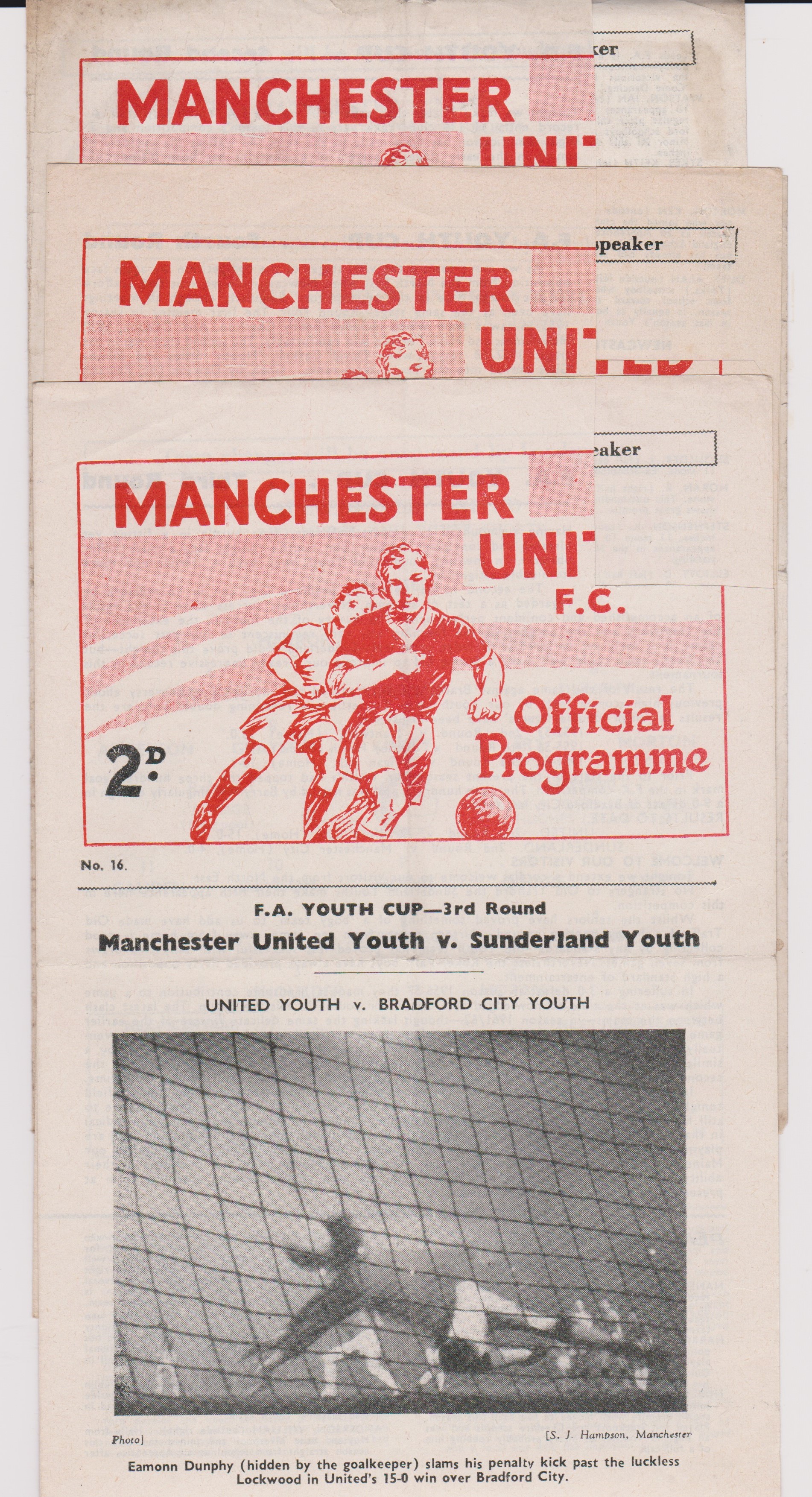 A collection of 3 Manchester United home programmes from the FA Youth Cup in season 1962/63 v