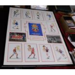 A magnificent Limited Edition 106cms x 86cms framed colour sketches of the 1966 England World Cup