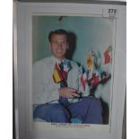 Signed framed portrait of Fulham West Bromwich and England player and Manager Bobby Robson (36cms