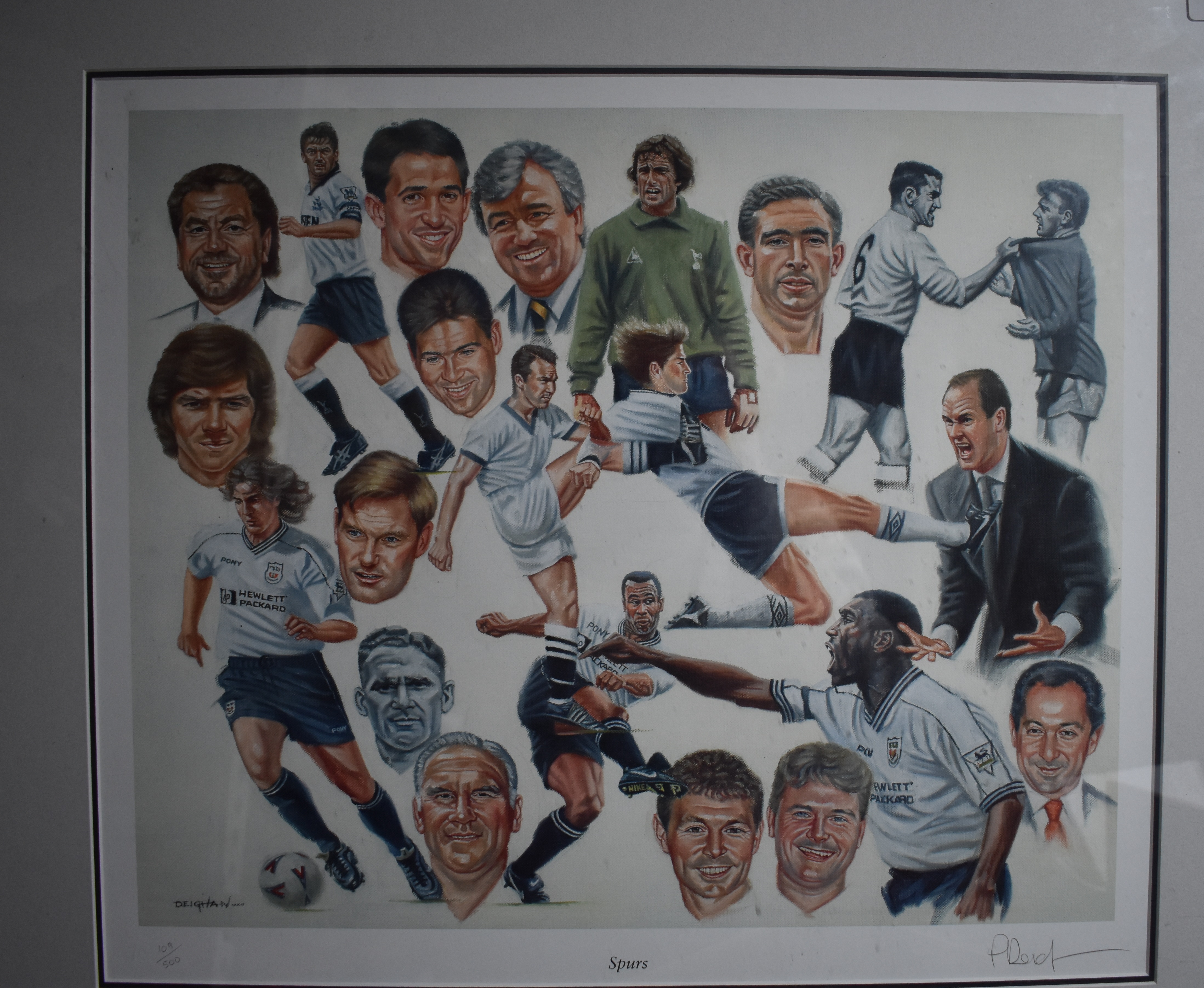 A magnificent Limited Edition (109/500) 70cms x 62cms framed colour sketches of Tottenham Hotspur