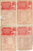 A collection of 4 Manchester United single sheet home programmes from 2nd World War seasons.