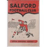 Rugby League match programme Salford v Leeds at Old Trafford Manchester United 5th November 1958. No