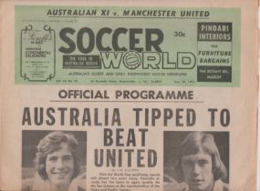 Australian XI v Manchester United friendly match Newspaper issue June 20th 1975 played in Sydney