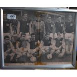 Signed West Ham United team group from a newspaper in a frame (37 x 29 cms) from the 1964/65 season.