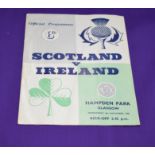 Programme Scotland v Northern Ireland at Hampden 5th November 1958. This was the second of 2 matches