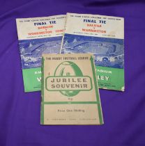 Official Rugby League Jubilee Souvenir Brochure 1946 plus 2 Rugby League Challenge Cup Finals at