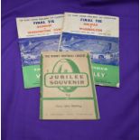 Official Rugby League Jubilee Souvenir Brochure 1946 plus 2 Rugby League Challenge Cup Finals at