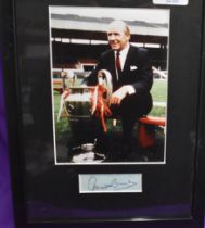 Framed signed photo of Sir Matt Busby, outside Norbreck Hotel Blackpool, Manchester Utd always