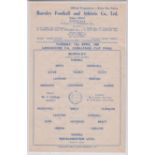 Single Sheet programme Burnley v Manchester United. Lancashire FA Challenge Cup Final 12th April