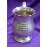 A engraved pewter Runners Up goblet presented to a Manchester United player in the 1st ever Watney