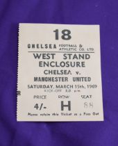 Ticket Chelsea v Manchester United March 15th 1969. Very good/excellent.