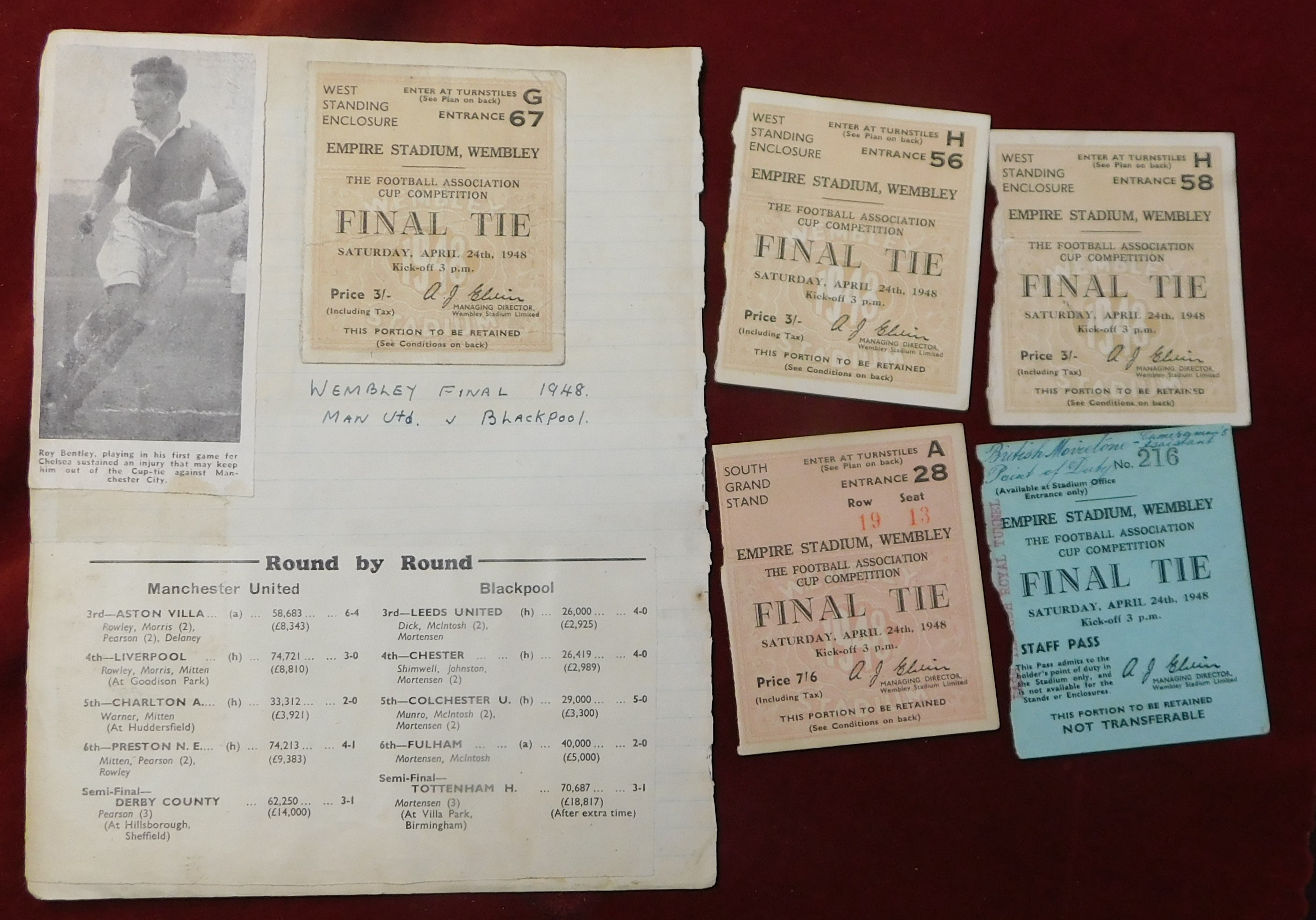 Blackpool v Manchester United 1948 FA Cup Final. A magnificent selection of ephemera from the 1948 - Image 15 of 19