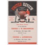 Manchester United v Brentford FA Youth Cup Semi Final 4 page programme 15th April 1953 First