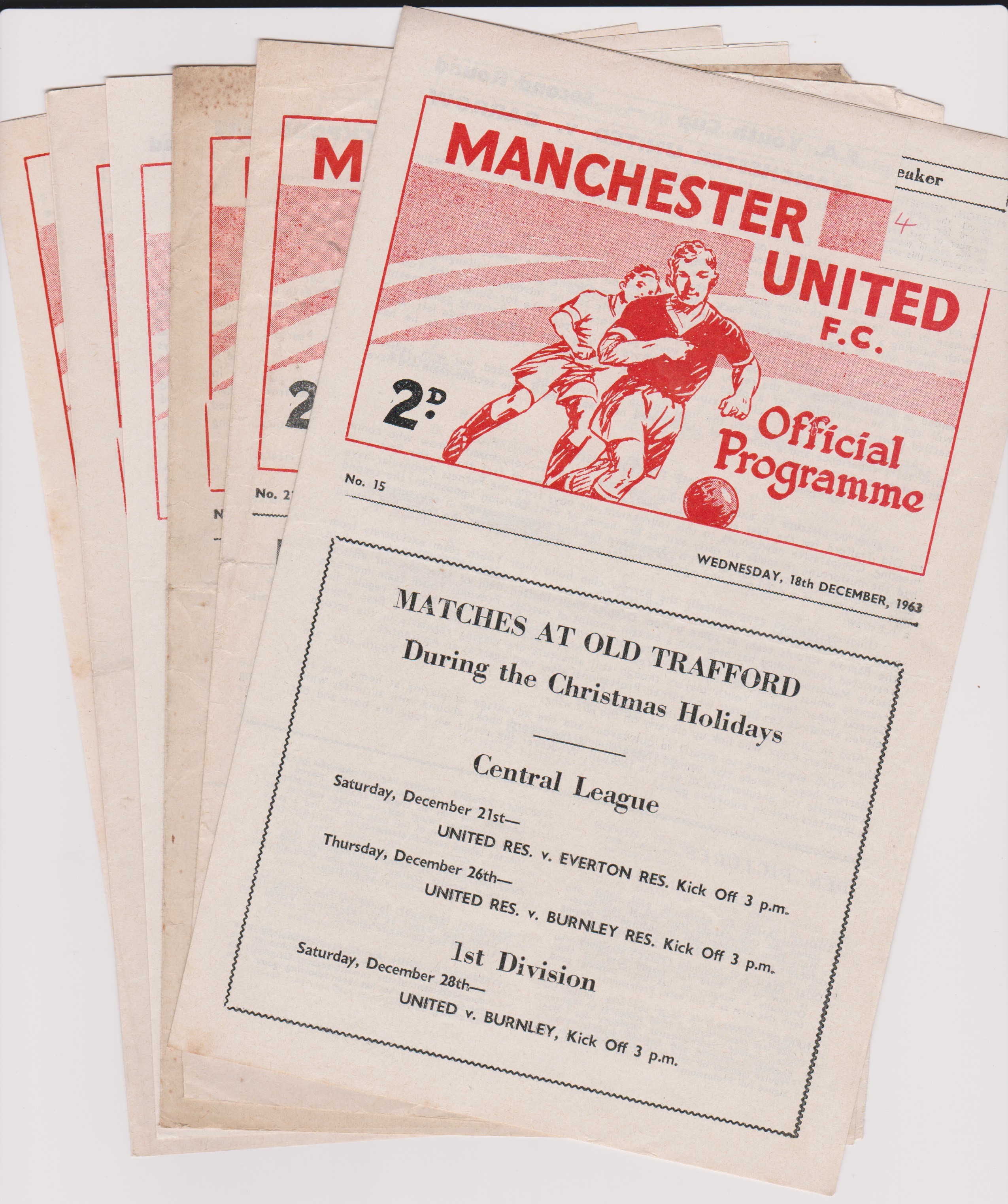 A collection of 6 Manchester United home programmes from the FA Youth Cup in season 1963/64 v