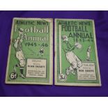 Football 1943-44 and 1945-46 War Issue Athletic News Football annuals both very good, staple rust