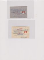 Tickets Bolton Wanderers v Chelsea 1st January 1955. 2 very rare tickets from Chelsea's first top