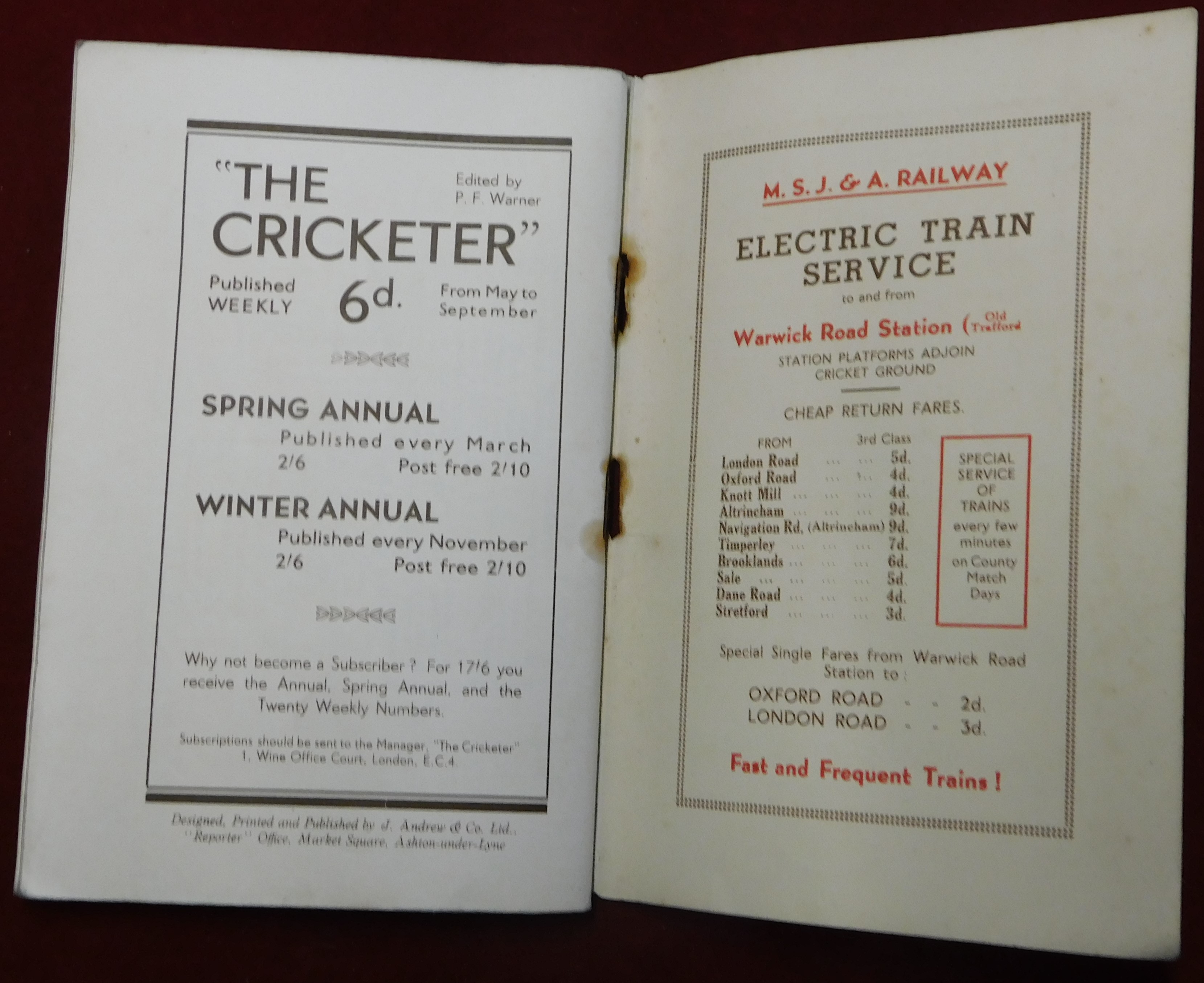 Cricket Lancashire County and Manchester Cricket Clue 1933 Annual, staple rust, text & Photo's - Image 3 of 4