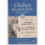 Charity Shield programme England World Cup XI v FA Canadian Touring Team played at Chelsea 20th