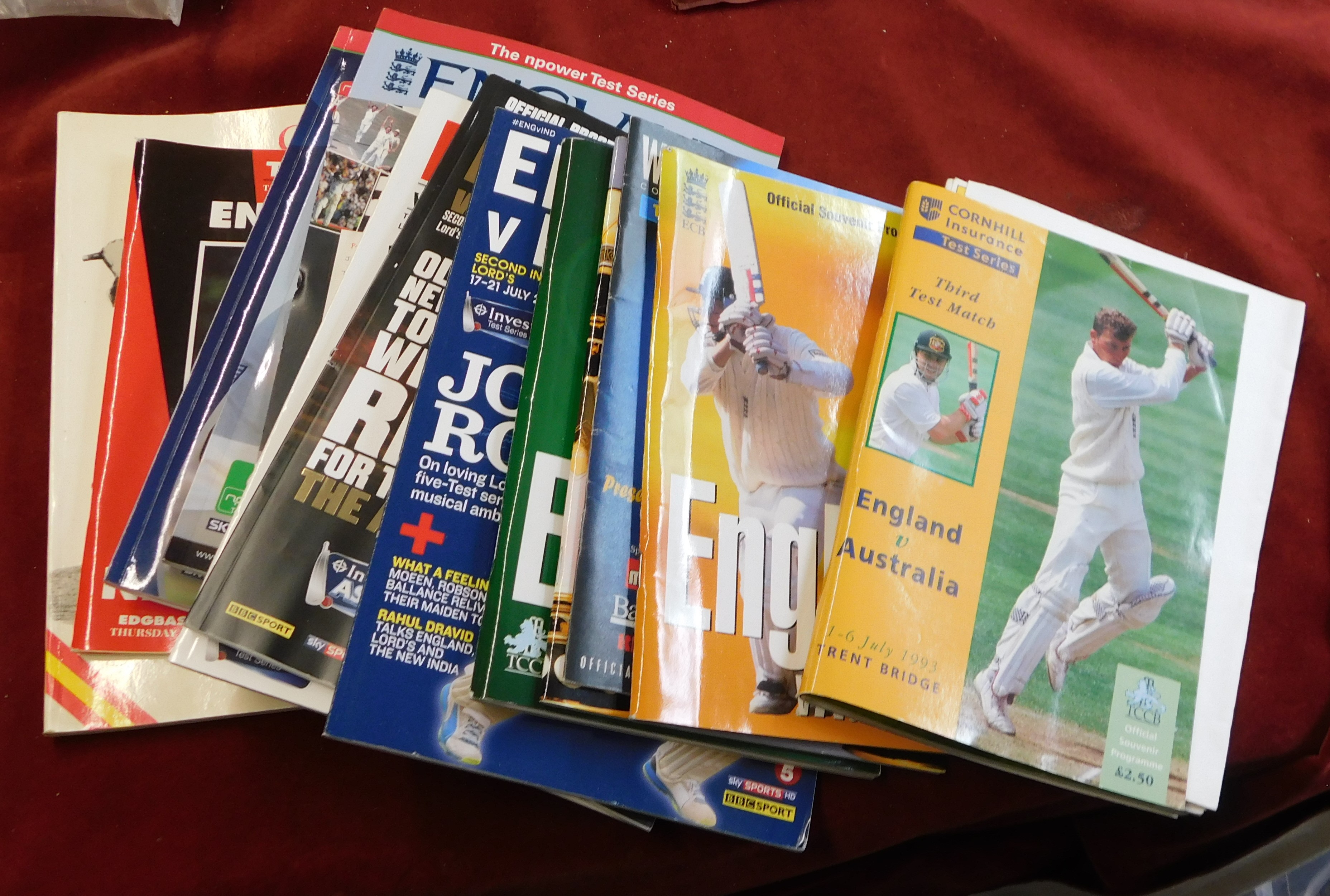 A Collection of (14) of Cricket Third Test Match glossy programmes some have ticket in side from the