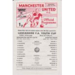 Single Sheet programme Manchester United v Everton Lancashire FA Youth Cup Final 1st Leg 16th