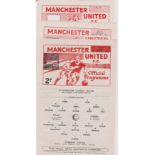 A collection of 5 Manchester United single sheet home programmes from the FA Youth Cup in season