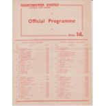 Manchester United Single sheet programme for the two practice matches One a Junior and the other a