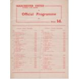 Manchester United Single sheet programme for the two practice matches One a Junior and the other a