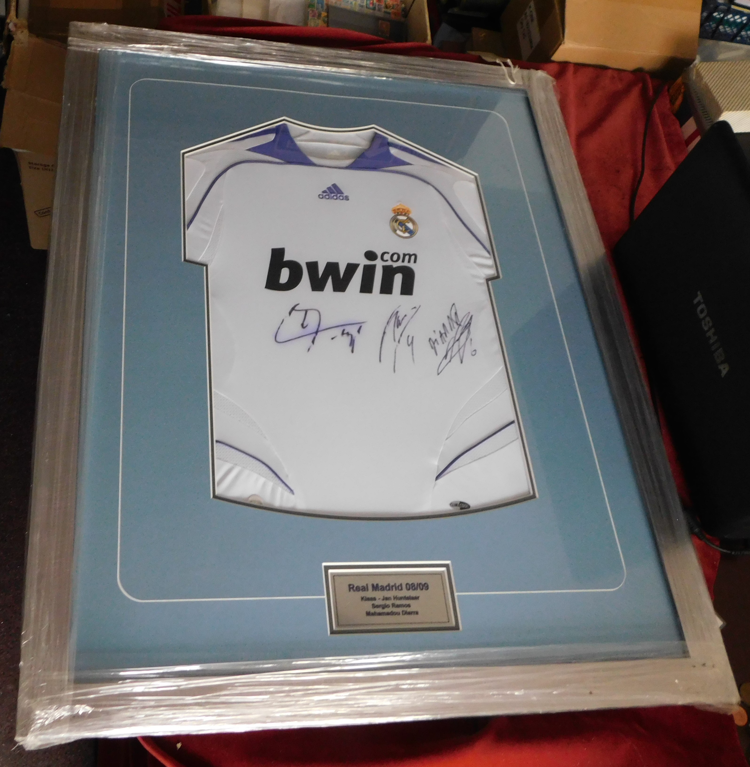 Real Madrid, signed shirt framed, Huntelaar and Diarra, Ramos makes this one. Buyer collects