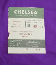 Ticket England Under 23 v Italy Under 23 at Stamford Bridge Chelsea 19th January 1955. Duncan