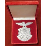 A Metallic Badge celebrating 100 years of Benfica Football Club 1904-2004 in its original box.